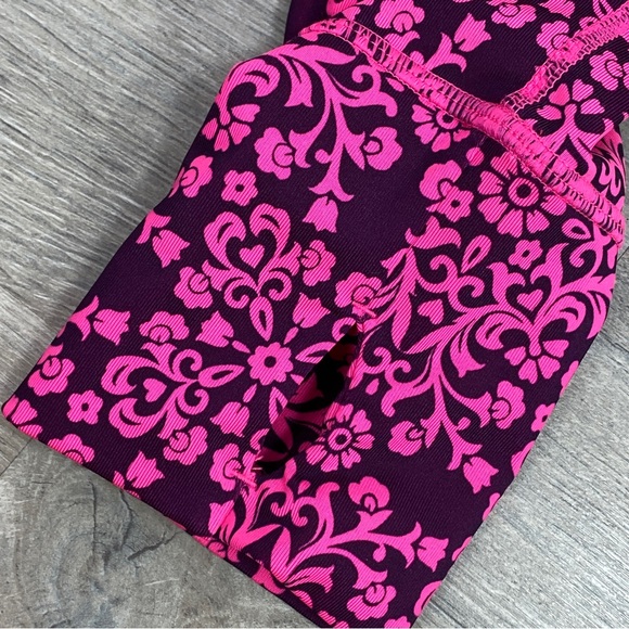 Ideology Floral Damask Print Quarter Zip Athletic Top Purple Pink Medium - Picture 11 of 14
